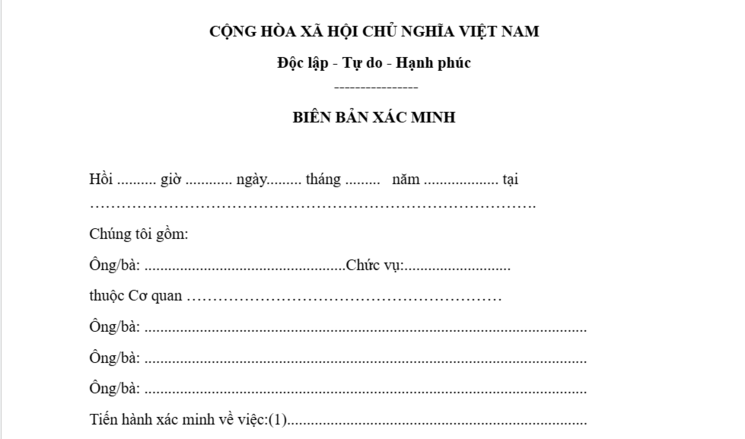 Mẫu biên bản xác minh: Căn cứ pháp lý giải quyết vụ việc